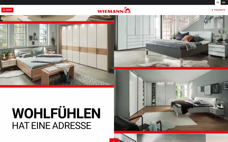 Screenshot der TYPO3-Website der WIEMANN Möbelwerke