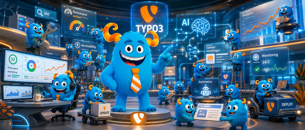 Das t3monster und seine t3Agents — viele kleine Monster bei der Arbeit rund um TYPO3: SEO, Performance, Updates, Monitoring und Analytics